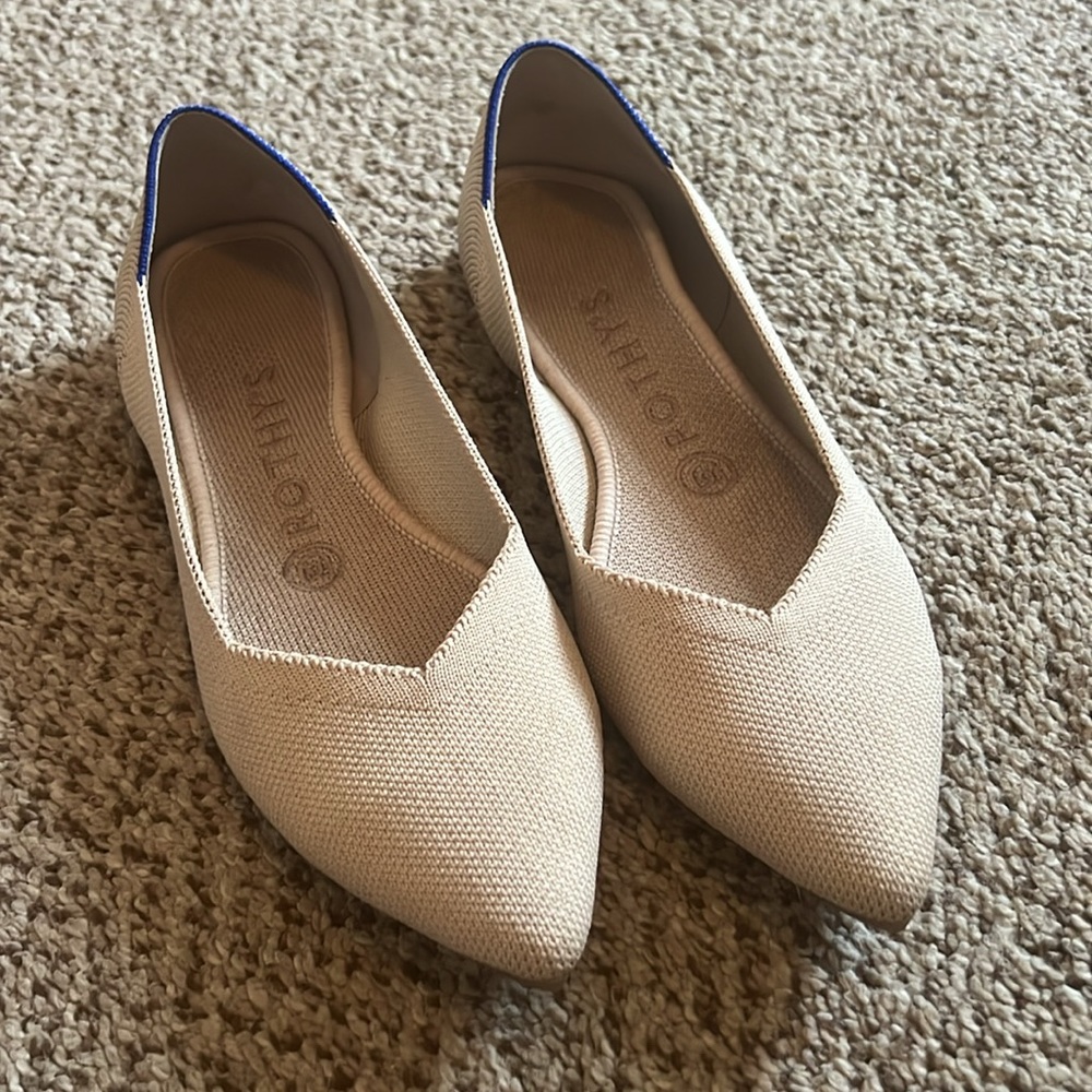 Rothy's Womens 7.5 The Point Portobello Knit Fabric Slip On Ballet Flats Shoes